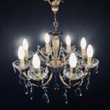 8 lights, crystal, bronze and brass chandelier