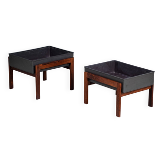 Minimalist Mid-Century Cache-Pot in Rosewood, Denmark, 1960s, Set of 2