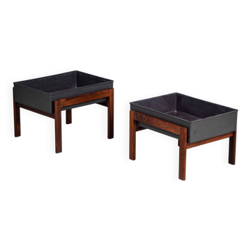 Cache-Pot Minimaliste Mid-Century en Palissandre, Danemark, 1960s, Set de 2
