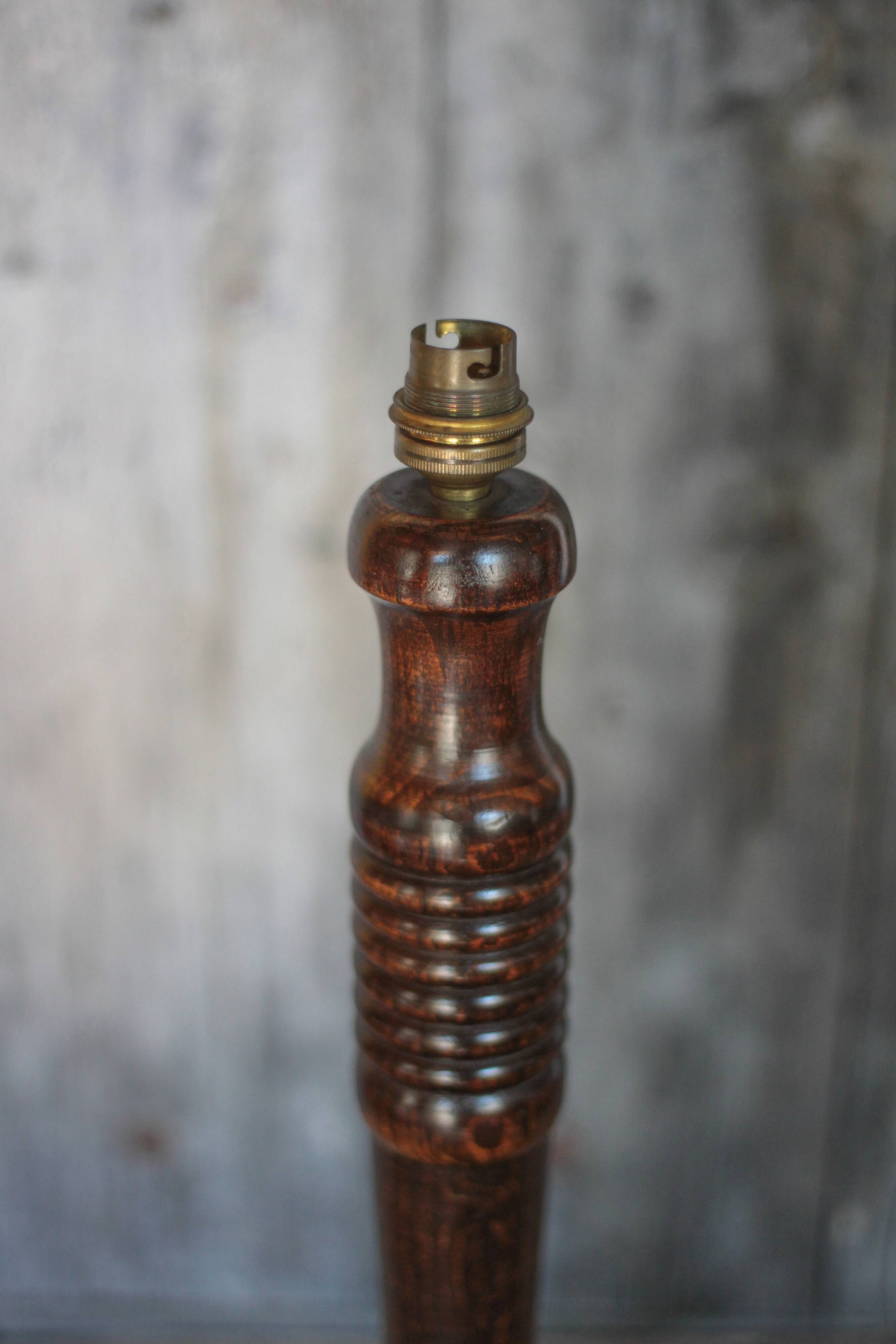 Vintage lamp, vintage lamp base, wooden and copper lamp base, lamp