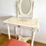 Coiffeuse avec miroir et tabouret vintage