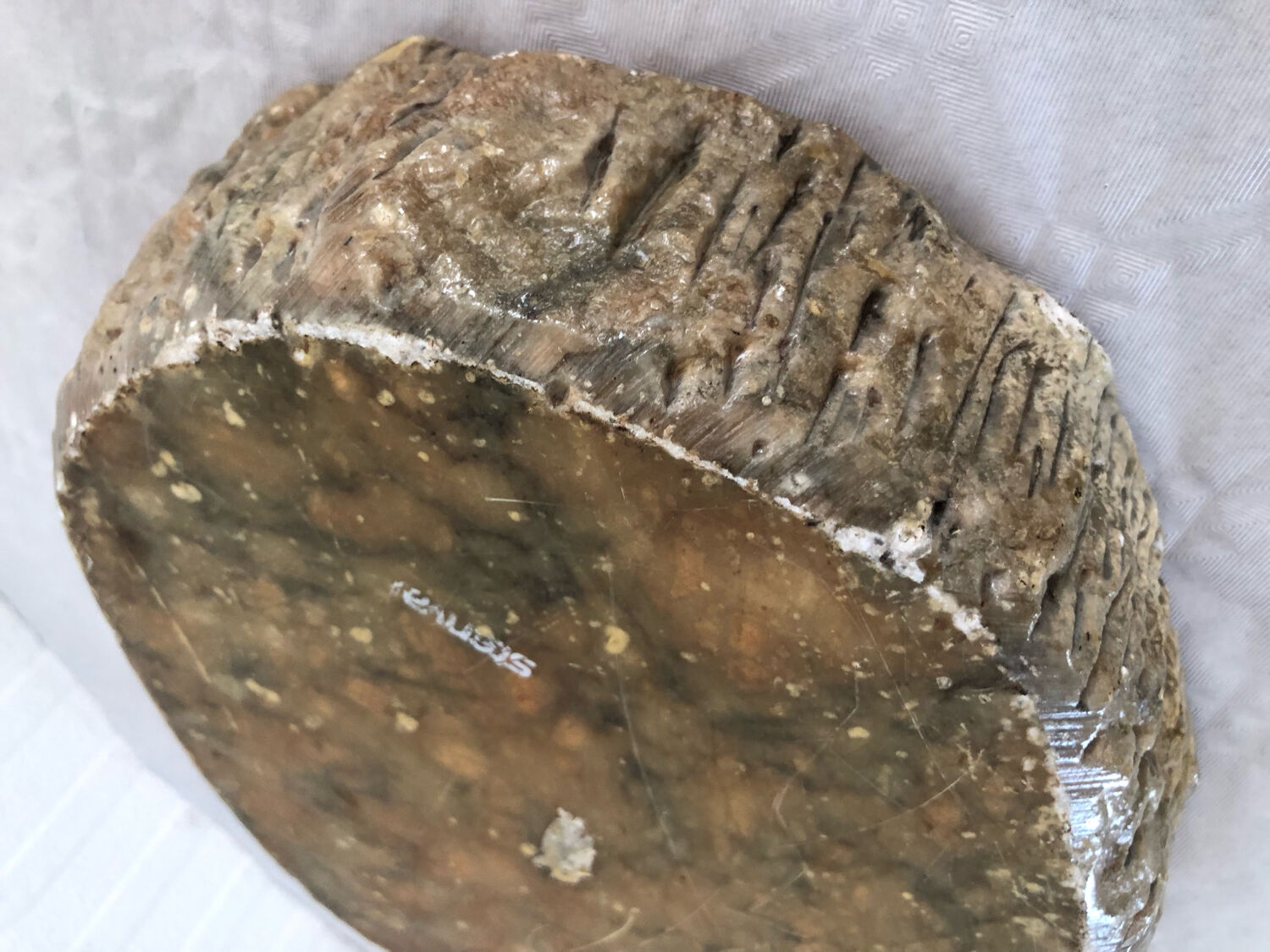 Polished and raw marble ashtray