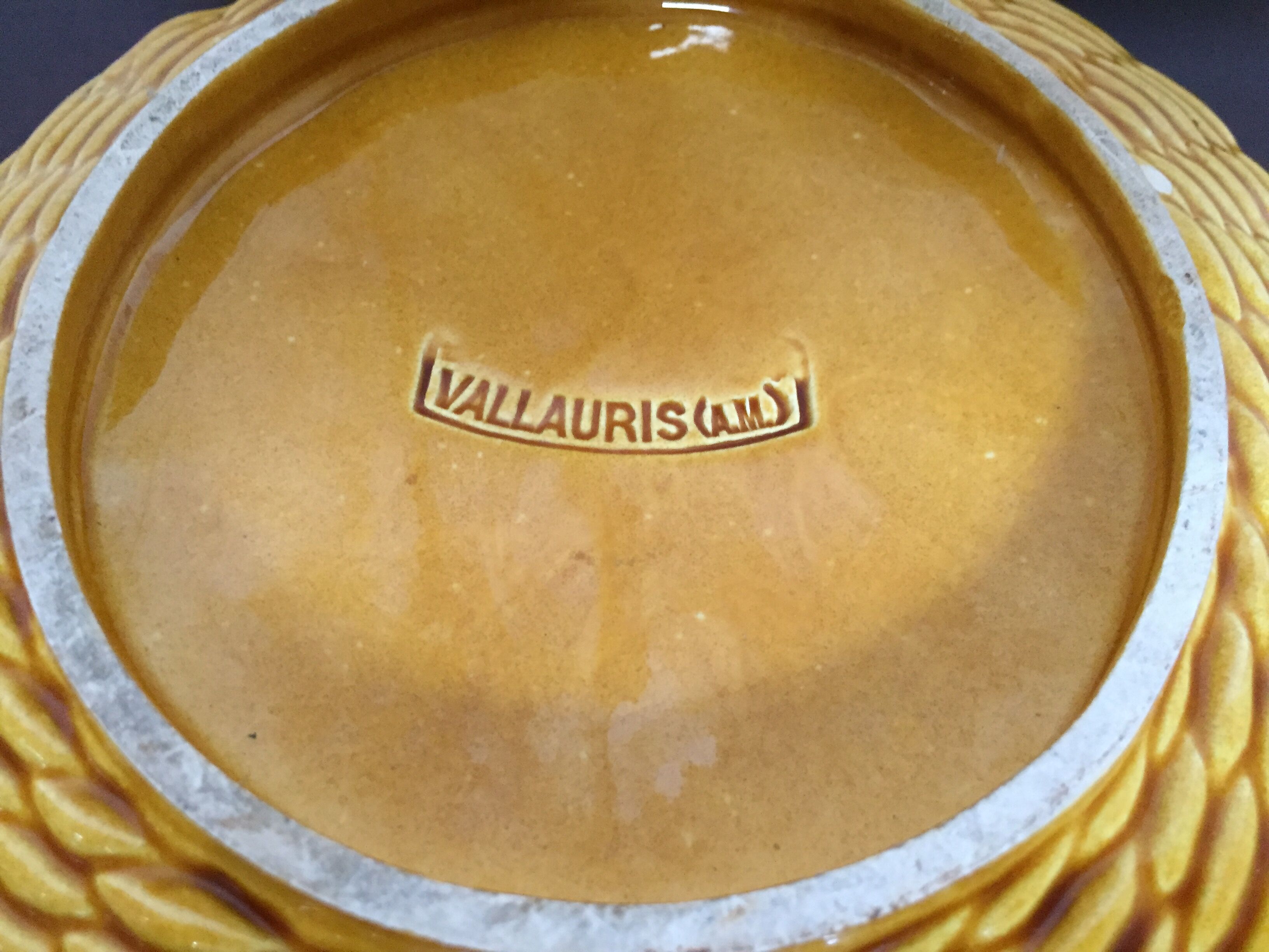 Vallauris' yellow and green ceramic plate