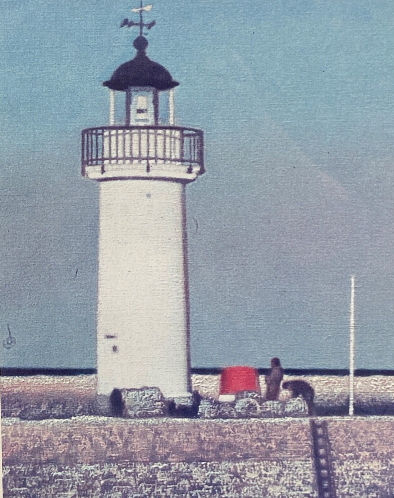 Countersigned lithograph couliou jean yves port de sauzon a belle ile