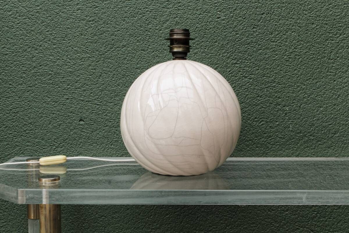 Twisted ball lamp in cracked ceramic, 1980s