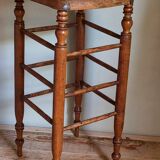 Tabouret ancien cannage et bois tourné