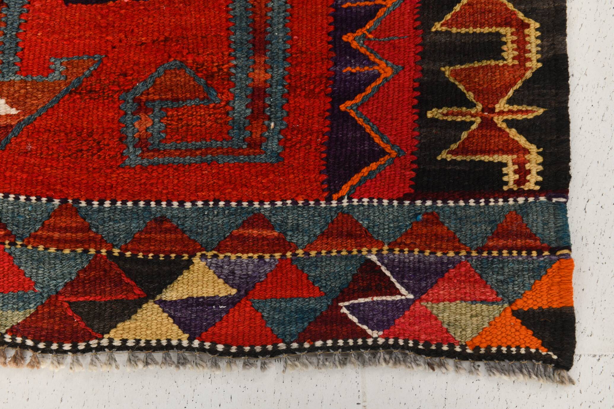 Burgundy & Red Vintage Runner Rug, 99x352Cm