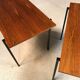 Minimalist walnut & steel stacking side tables, 1960s, Set of 2