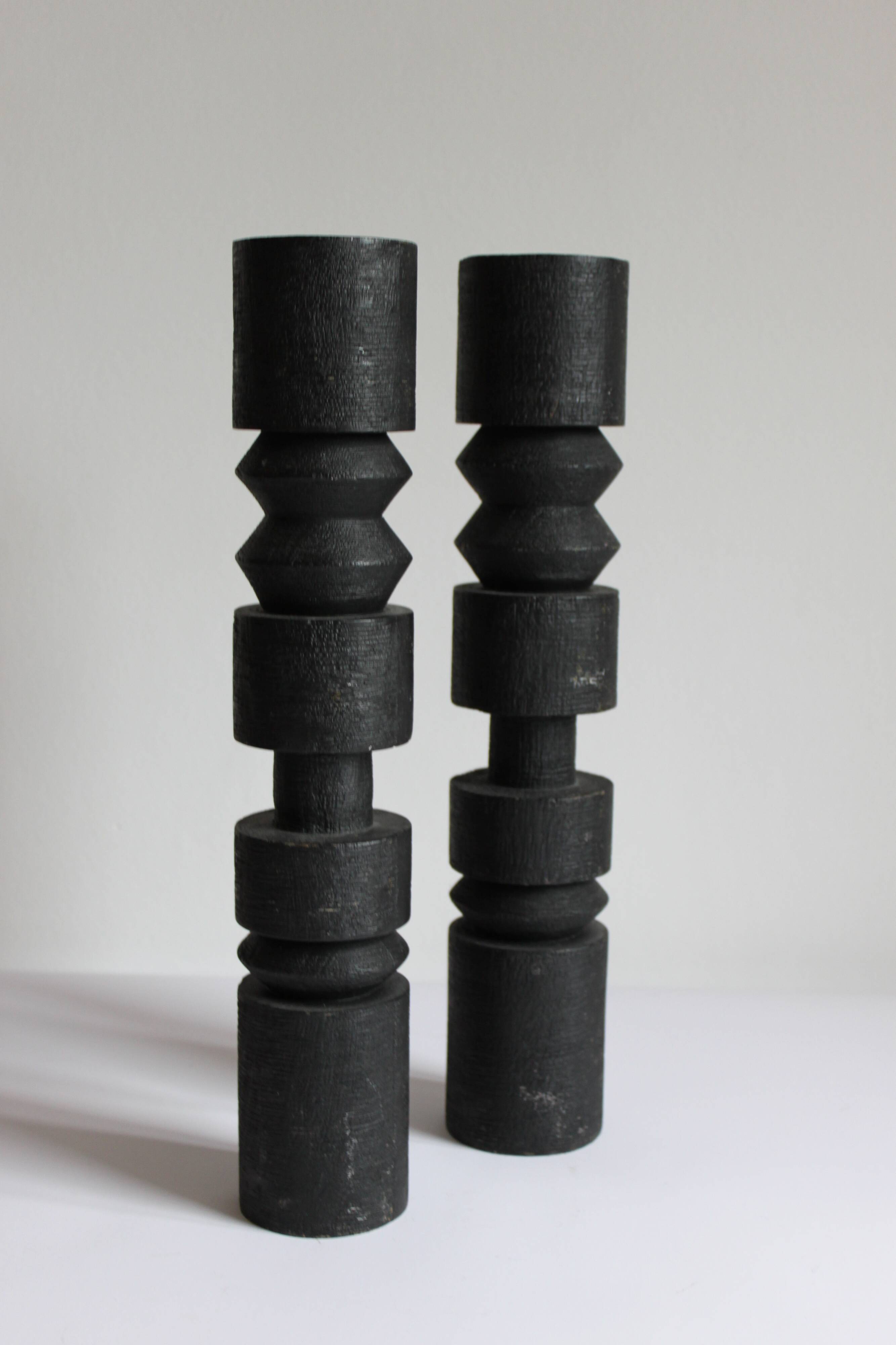 Set of two totem candlesticks, 1980s