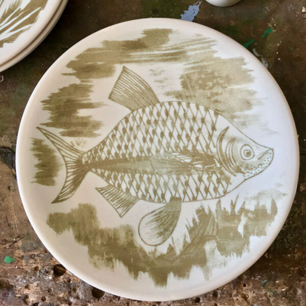 Lot de 8 assiettes à poisson Longchamp