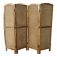 Handcrafted screen in exotic wood and rope.