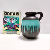 Black and Teal Fat Lava Ceramic Vase Multi-Color 484-30 Scheurich WGP