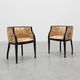 Pair of Ebonised Tub Armchairs with Floral Upholstery, France, Circa 1900