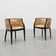 Pair of Ebonised Tub Armchairs with Floral Upholstery, France, Circa 1900