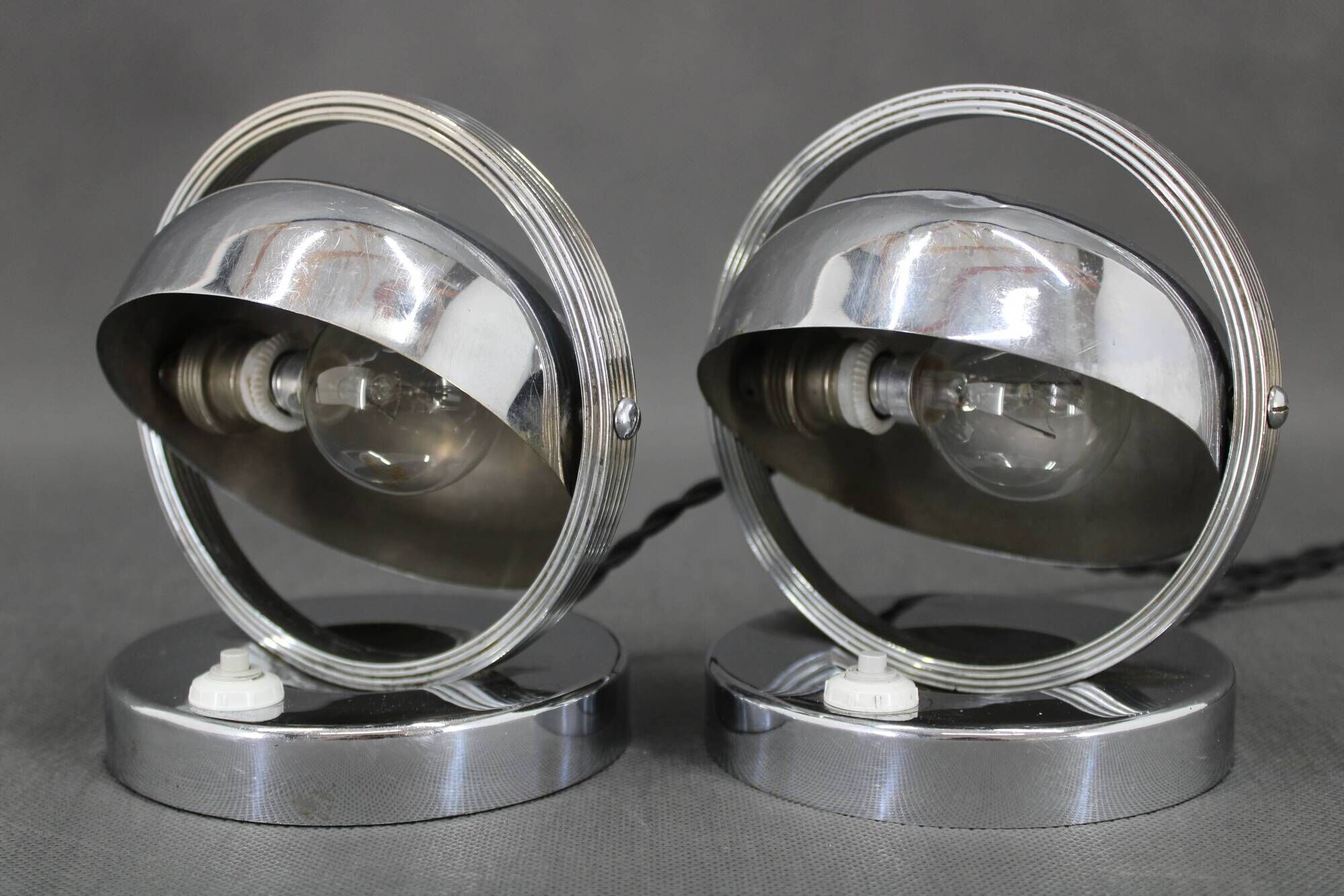 Pair of Bauhaus bedside lamps from the 1930s, Czechoslovakia