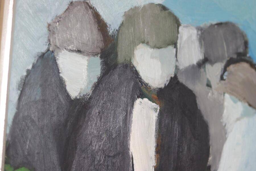 Original mid-century Swedish oil on panel – abstract by Stig Wernheden – vintage & framed – 74 × 54.5 cm (29.1" × 21.5")