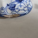 Antique sauceboat signed Creil et Montereau, Flora LM et Cie