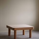 Square coffee table in solid pine with solid legs by Rainer Daumiller, mid-20th century brutalist style.