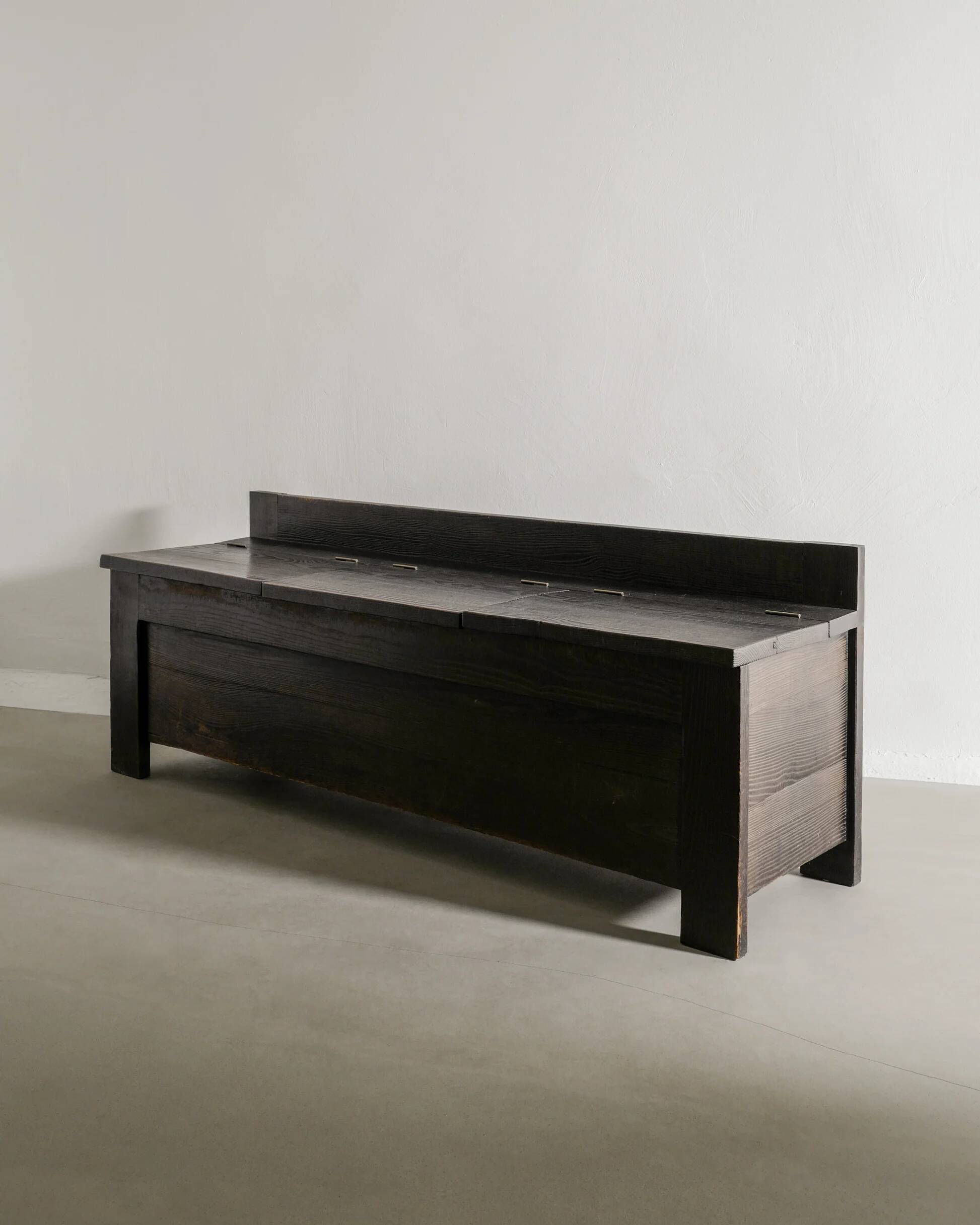 French Mid Century Black Wooden Ebonized Cabin Dining Set, 1950s