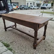 Rustic Burgundy farmhouse table from the 18th century in solid oak.