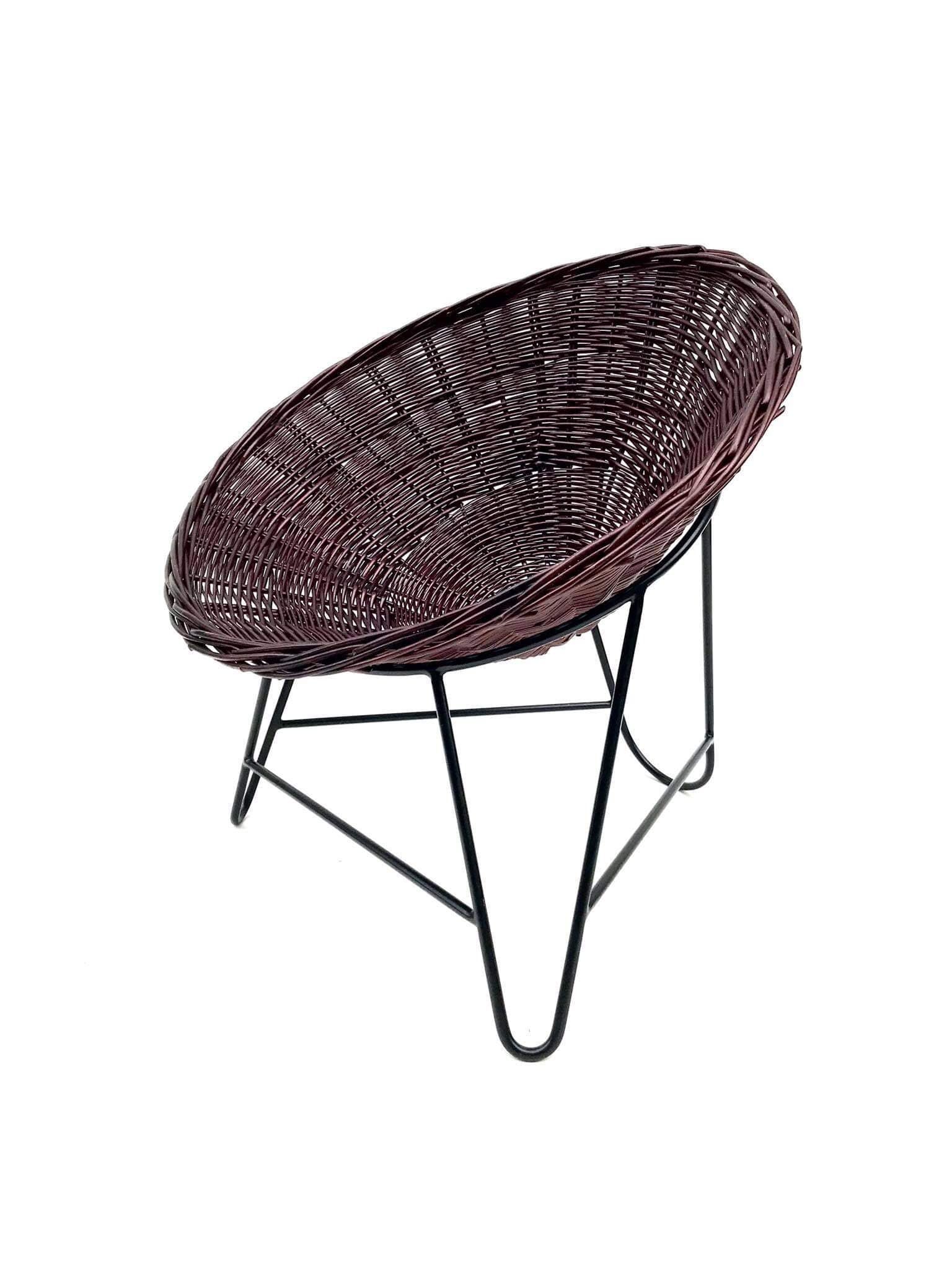 Rattan chair / armchair in the form of a woven basket from the 80's, Germany