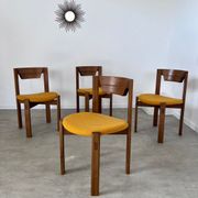 Set of 4 Scandinavian style chairs Girsberger 70s vintage solid wood
