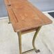 Console desk wood metal vintage curved metal base
