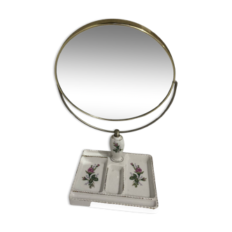 MIROIR ROND en porcelaine Vintage