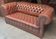 Vintage Chesterfield 2-Seater Sofa in Burgundy Leather with Button Tufting