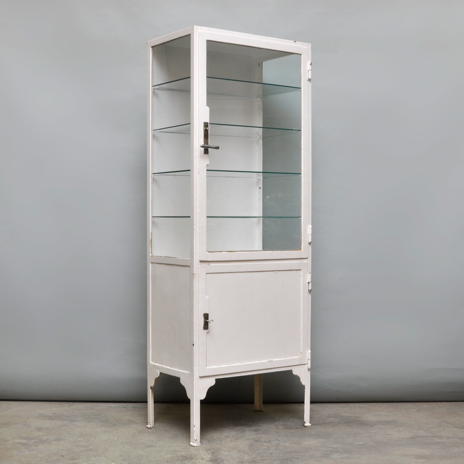 Vintage Iron and Glass Medicine Cabinet, 1940 s