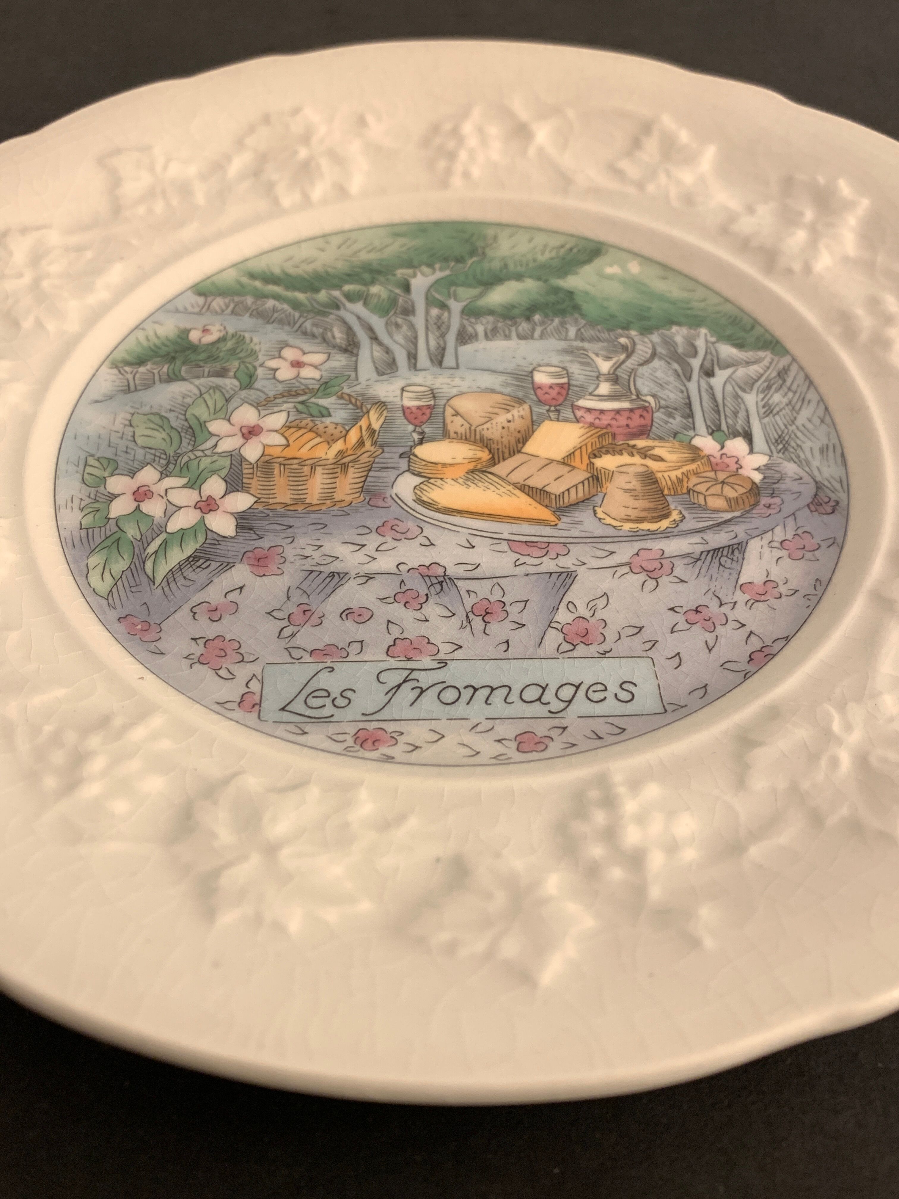 6 Gien cheese plates, Les Saveurs by Marie-Pierre Boitard