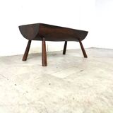 Table basse brutaliste en bois massif, années 1960