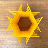 Yellow folding pendant lamp from the mid-century space age by Gunner Jensen, 1970s.