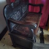 Old Breton enclosed bed chest bench