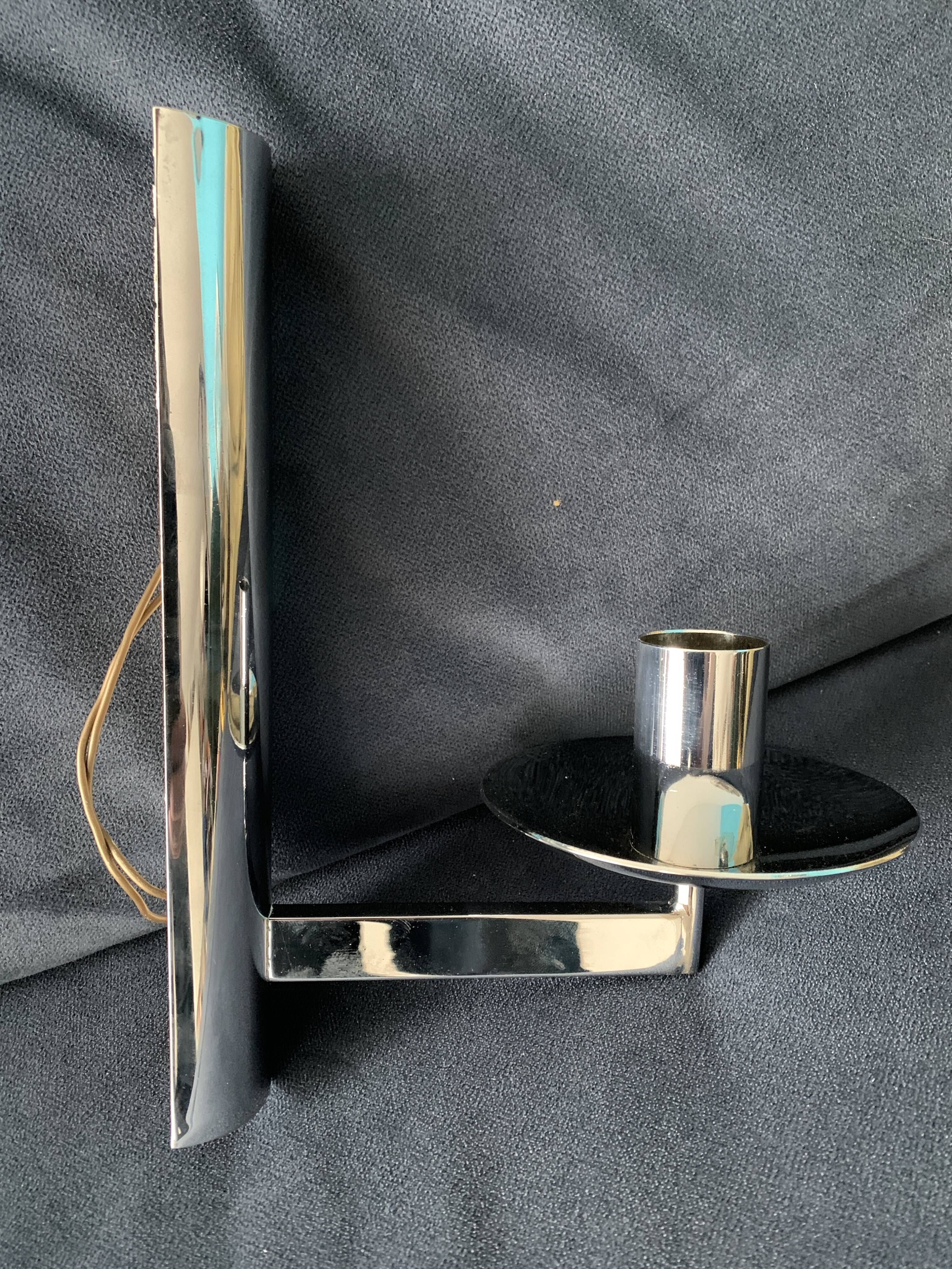 Pair of chrome metal sconces and smoked glass from Sciolari, 1970
