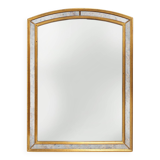 Mirror by Deknudt with marbled fume glass side panels in gilded wooden fram