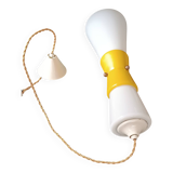 Suspension en opaline blanche et jaune diabolo