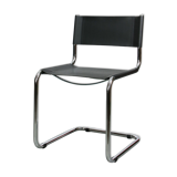 Vintage black leather bauhaus chair, italy