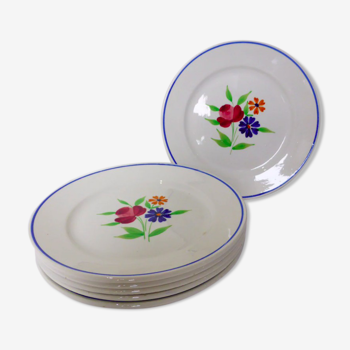 Lot de 6 assiettes dessert vintage en porcelaine de Badonviller