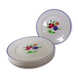 Set of 6 vintage Badonviller porcelain dessert plates