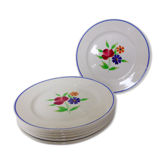 Set of 6 vintage Badonviller porcelain dessert plates