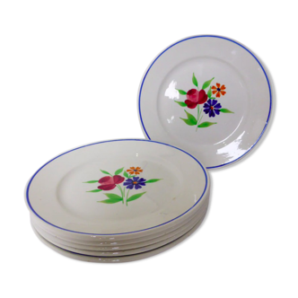 Set of 6 vintage dessert plates in Badonviller porcelain