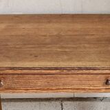 Desk, pine table, turned wooden legs, vintage, 70s