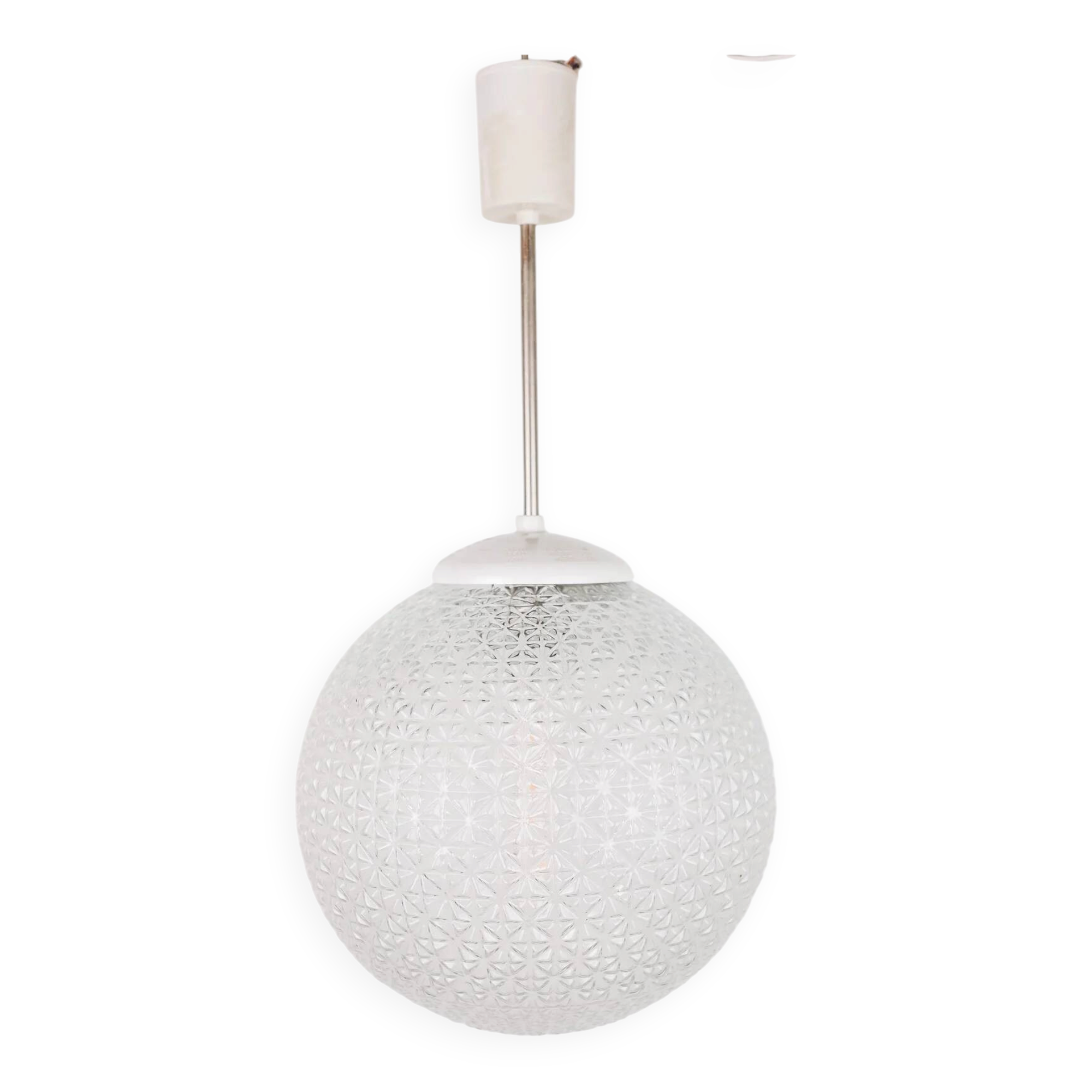 Vintage Mid Century Modern round glass pendant light