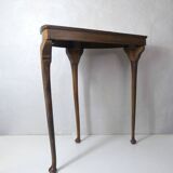 Old wooden half moon tripod console side table