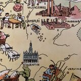 Old illustrated map of Flanders Artois Picardy 1948 - JP Pinchon