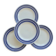 4 dessert plates in white porcelain with blue borders – Bistro style