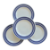 4 dessert plates in white porcelain with blue borders – Bistro style