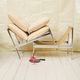 Beige armchair with chrome frame (1 of 2), Italy, 1980s