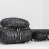 Soriana Chaise Lounge Chair by Afra & Tobia Scarpa for Cassina black leathe